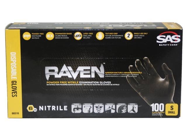 Raven Powder-Free Nitrile Gloves Size S, M, L, and XL (100 box)