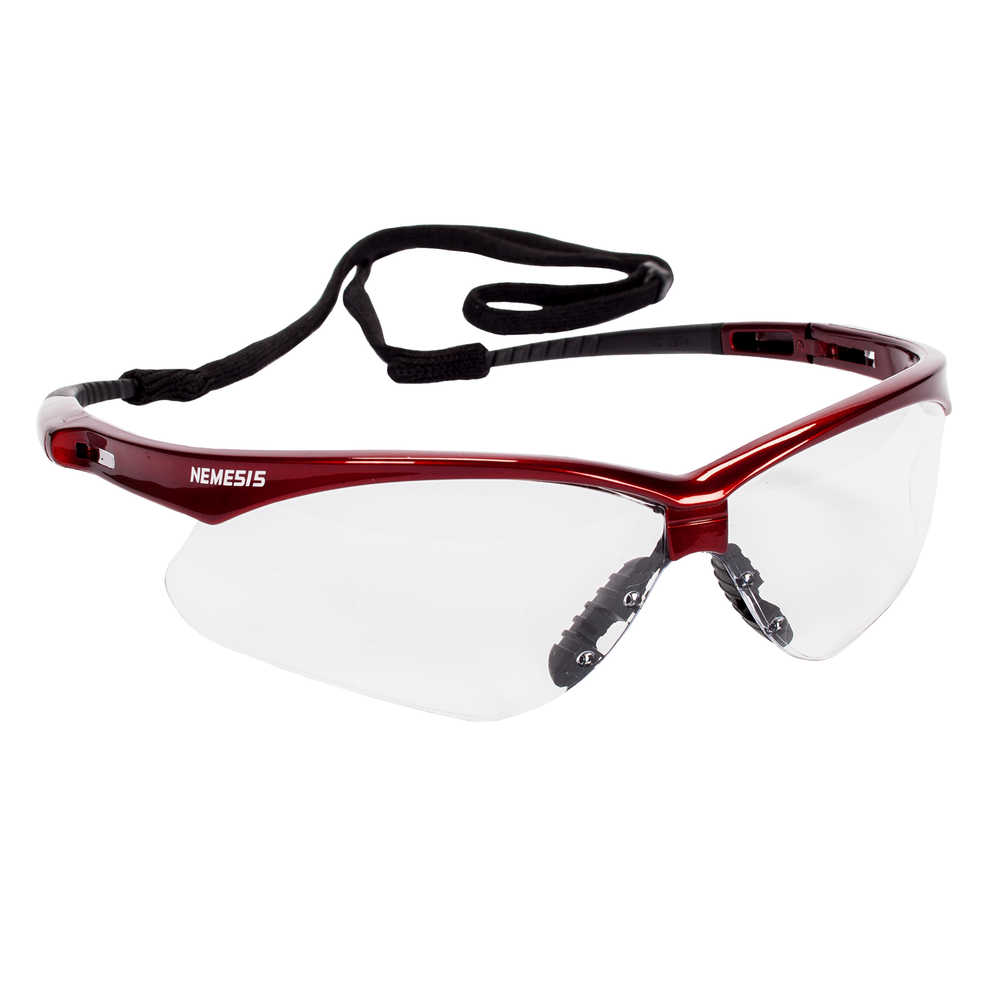 cool safety goggles KleenGuard 47378 V30 Nemesis Safety Glasses Clear Anti-Fog Lens Red Frame