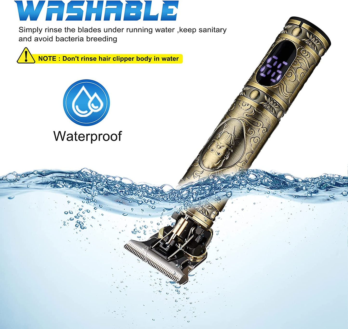 Professional Hair/Beard Clipper (14 pcs) with LED Display