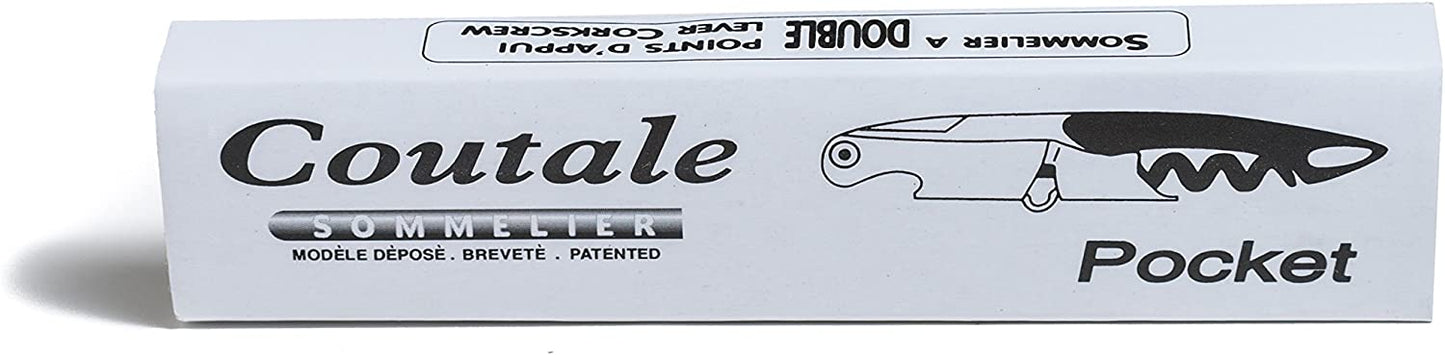 Pocket By Coutale Sommelier - The French Patented Spring-Loaded Double Lever Waiters Corkscrew and Wine Bottle Opener (Black)