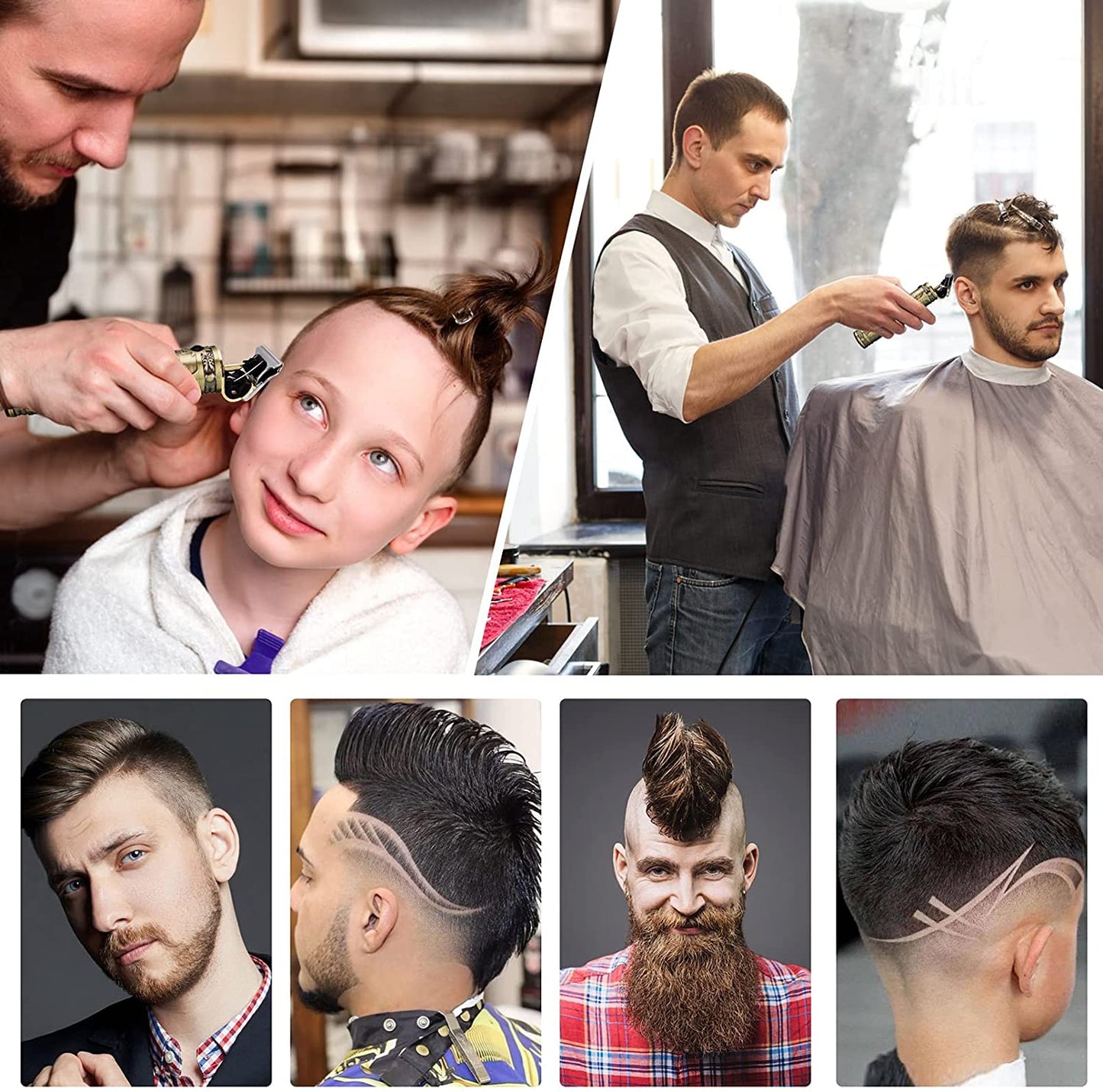 Professional Hair/Beard Clipper (14 pcs) with LED Display