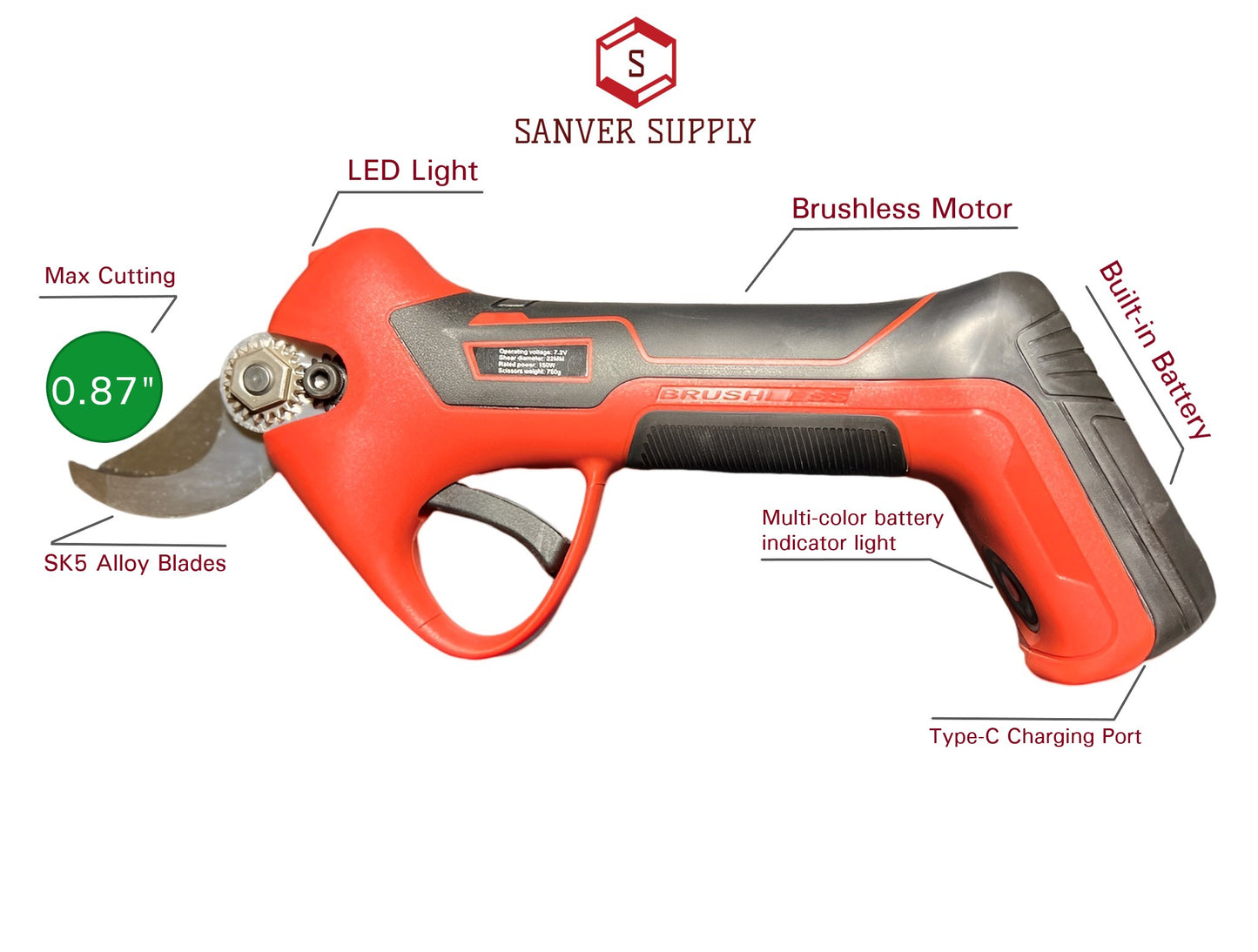 J22 Battery Powered Electric Pruner 0.87"