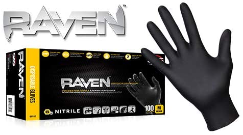 Raven Powder-Free Nitrile Gloves Size S, M, L, and XL (100 box)