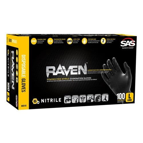 Raven Powder-Free Nitrile Gloves Size S, M, L, and XL (100 box)