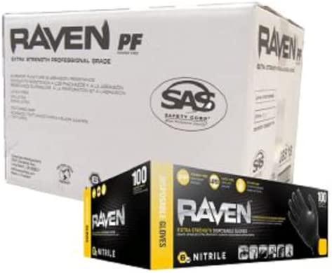 Raven Powder-Free Nitrile Gloves Size S, M, L, and XL (CASE-10 BOXES)