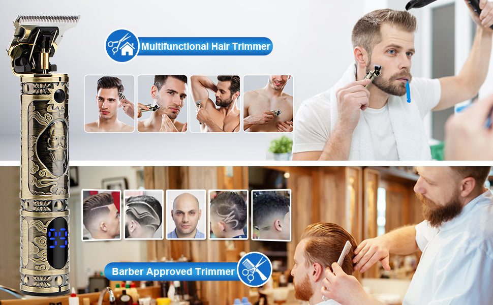 Professional Hair/Beard Clipper (14 pcs) with LED Display